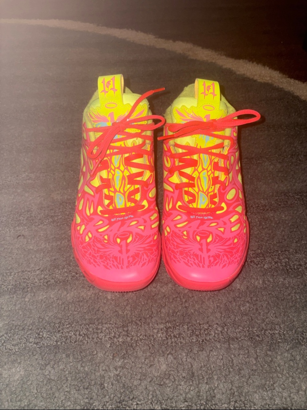 Puma Men's Neon Pink and Yellow Athletic Shoes